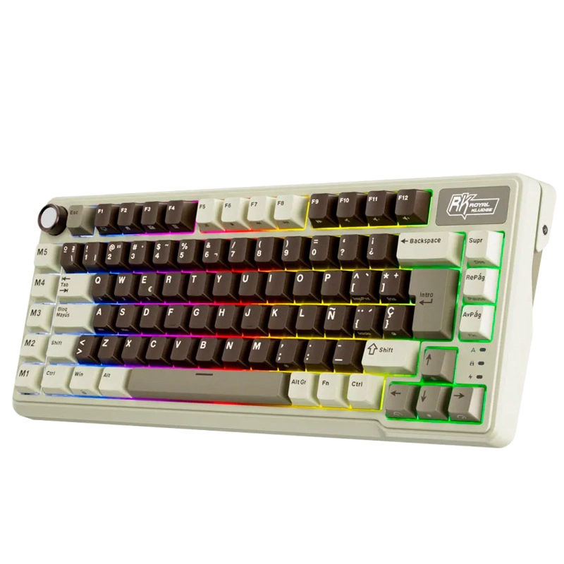 TECLADO ROYAL KLUDGE RK L75 MOCHA GREY TRIPLE CONEXION CREAMY - 2