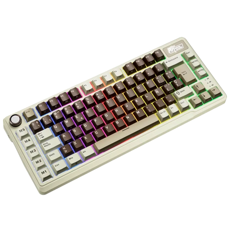 TECLADO ROYAL KLUDGE RK L75 MOCHA GREY TRIPLE CONEXION CREAMY - 3