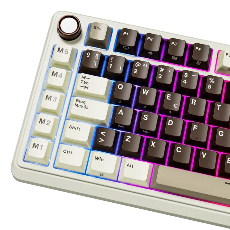 TECLADO ROYAL KLUDGE RK L75 MOCHA GREY TRIPLE CONEXION CREAMY - 4