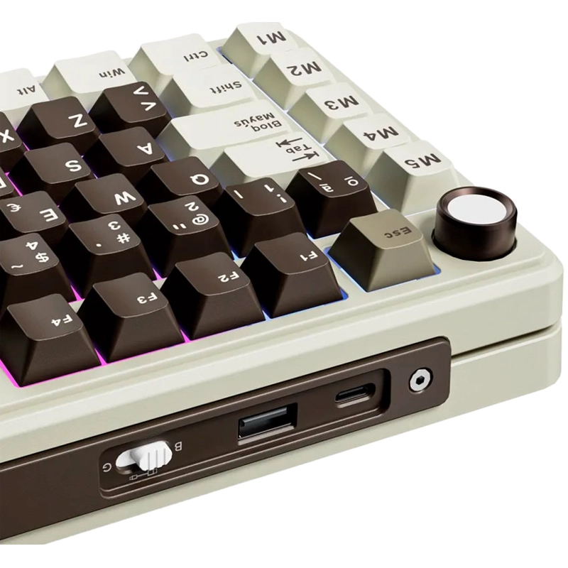 TECLADO ROYAL KLUDGE RK L75 MOCHA GREY TRIPLE CONEXION CREAMY - 5