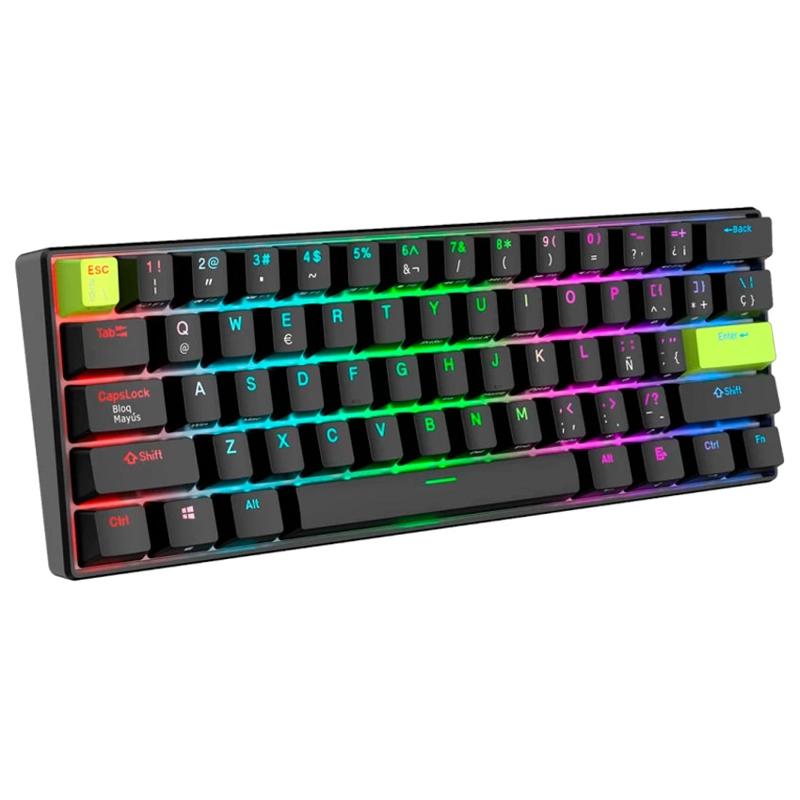 TECLADO ROYAL KLUDGE RK C61 CABLEADO BLACK GREEN - MINT MAGNETIC SWITCH - 2