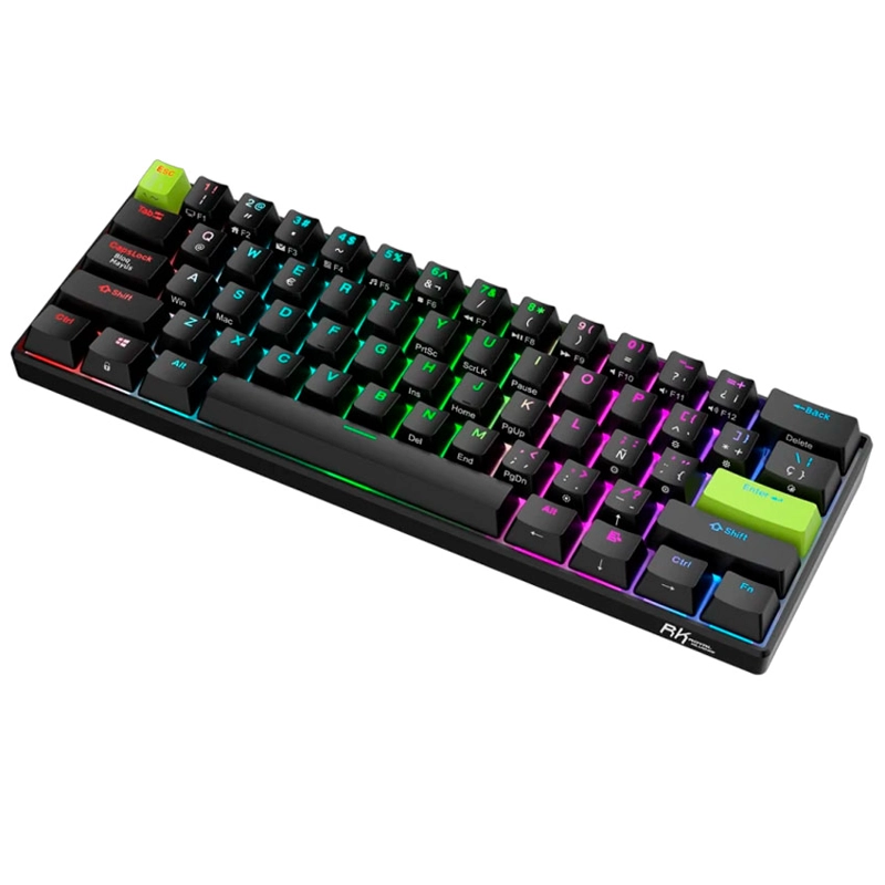 TECLADO ROYAL KLUDGE RK C61 CABLEADO BLACK GREEN - MINT MAGNETIC SWITCH - 3