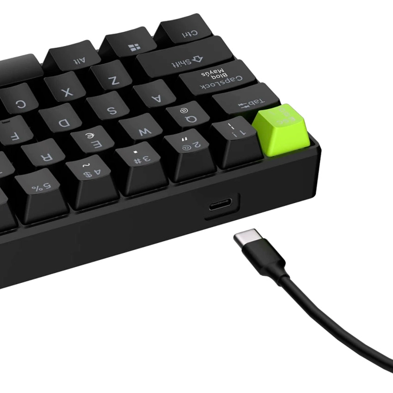 TECLADO ROYAL KLUDGE RK C61 CABLEADO BLACK GREEN - MINT MAGNETIC SWITCH - 4
