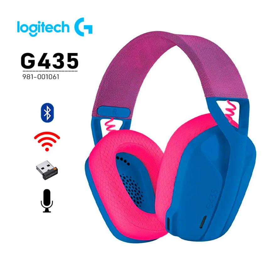 AUDÍFONOS GAMER LOGITECH G435 C/MICROF BT LIGHTSPEED BLUE 981-001061 BLUETOOTH - 1