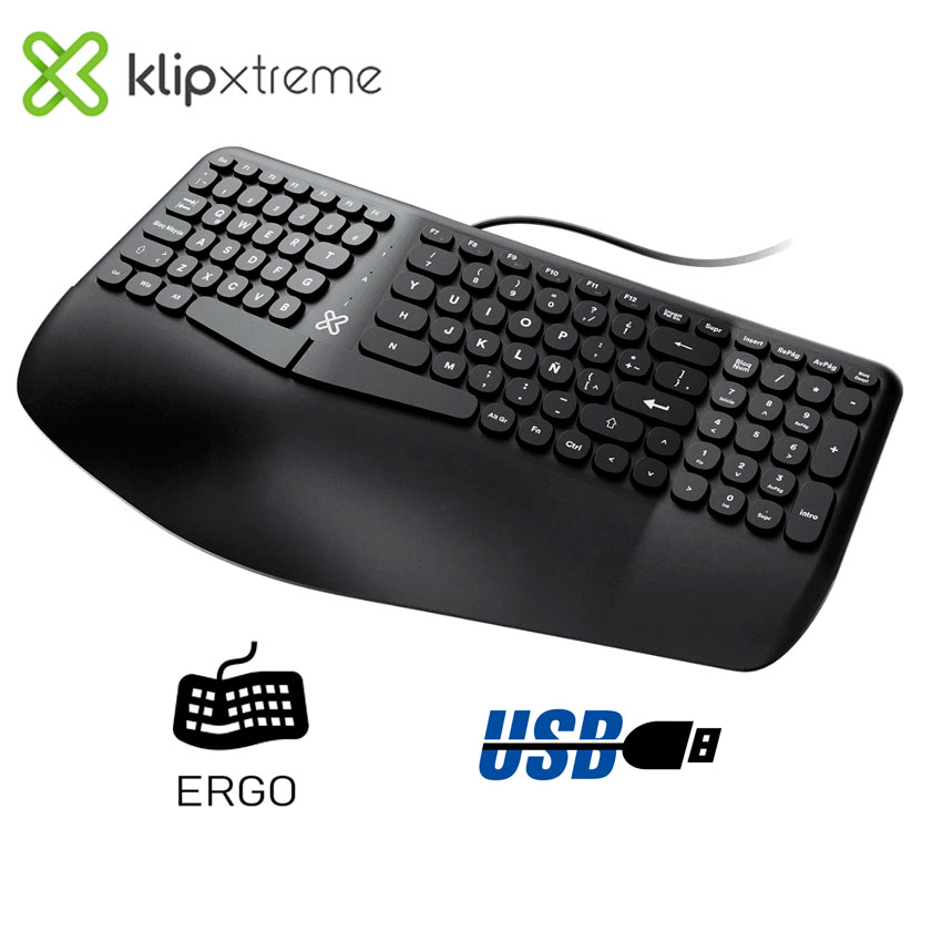 TECLADO KLIP XTREME KBK-260S EVOLVE ERGO USB ESPAÑOL - NEGRO - 1