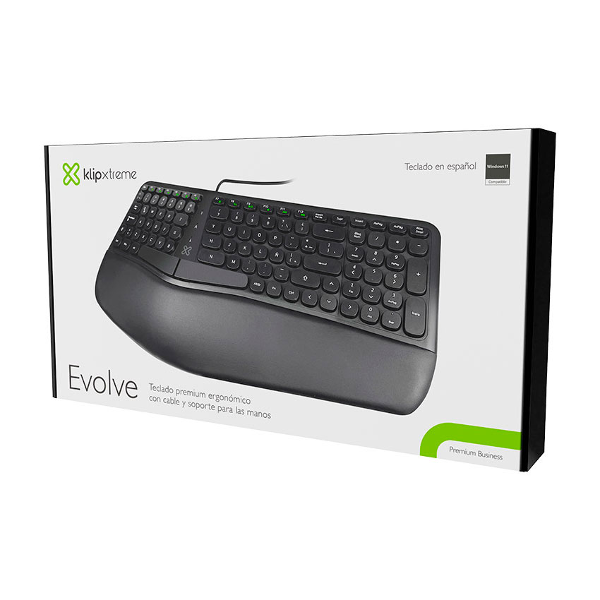 TECLADO KLIP XTREME KBK-260S EVOLVE ERGO USB ESPAÑOL - NEGRO - 2