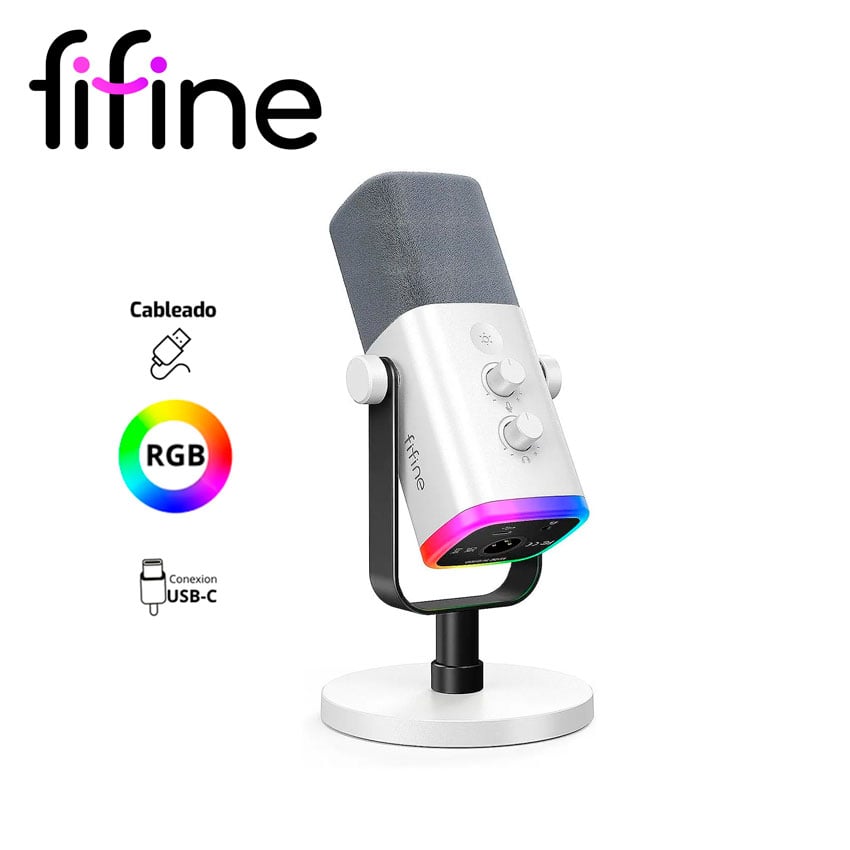 MICRÓFONO GAMER FIFINE AM8 DINÁMICO USB/XLR CON RGB Y CONTROL DE MUTE - 1