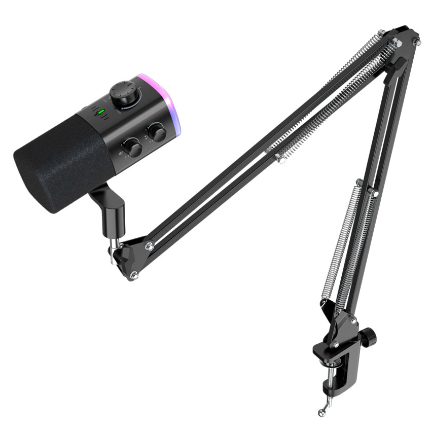 MICRÓFONO DINÁMICO USB/XLR FIFINE AMPLIGAME AM9T CON RGB NEGRO - 1