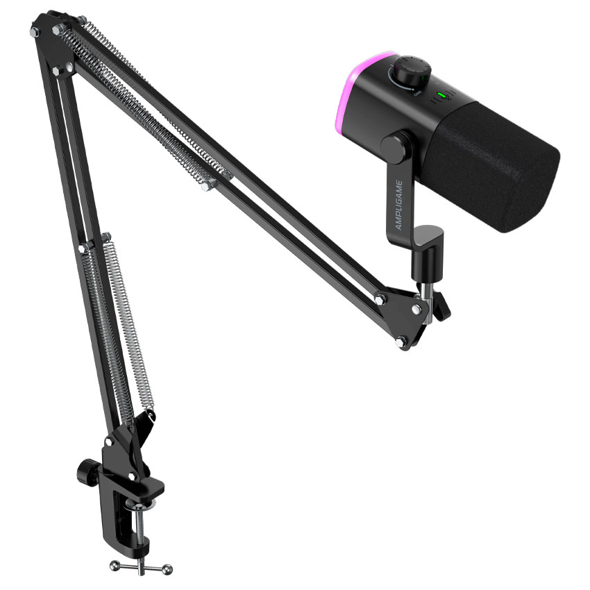 MICRÓFONO DINÁMICO USB/XLR FIFINE AMPLIGAME AM9T CON RGB NEGRO - 3