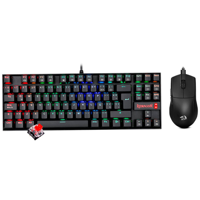 COMBO REDRAGON S145-SP TECLADO KUMARA RGB SPANISH RED SWITCH + MOUSE M724 BLACK - 4