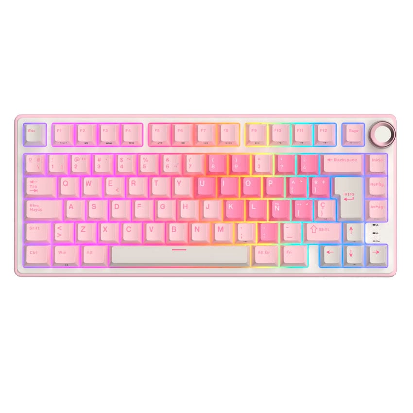 TECLADO ROYAL KLUDGE RK R75 CABLEADO PINK MELODY - CREAMY SWITCH - 1