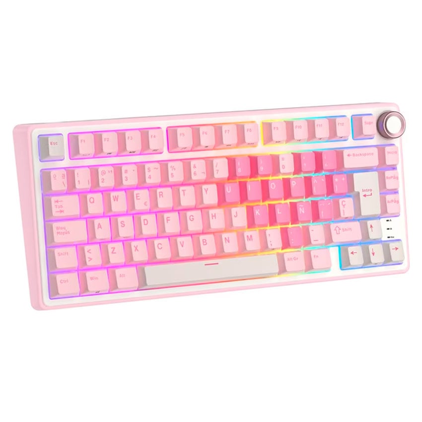 TECLADO ROYAL KLUDGE RK R75 CABLEADO PINK MELODY - CREAMY SWITCH - 3
