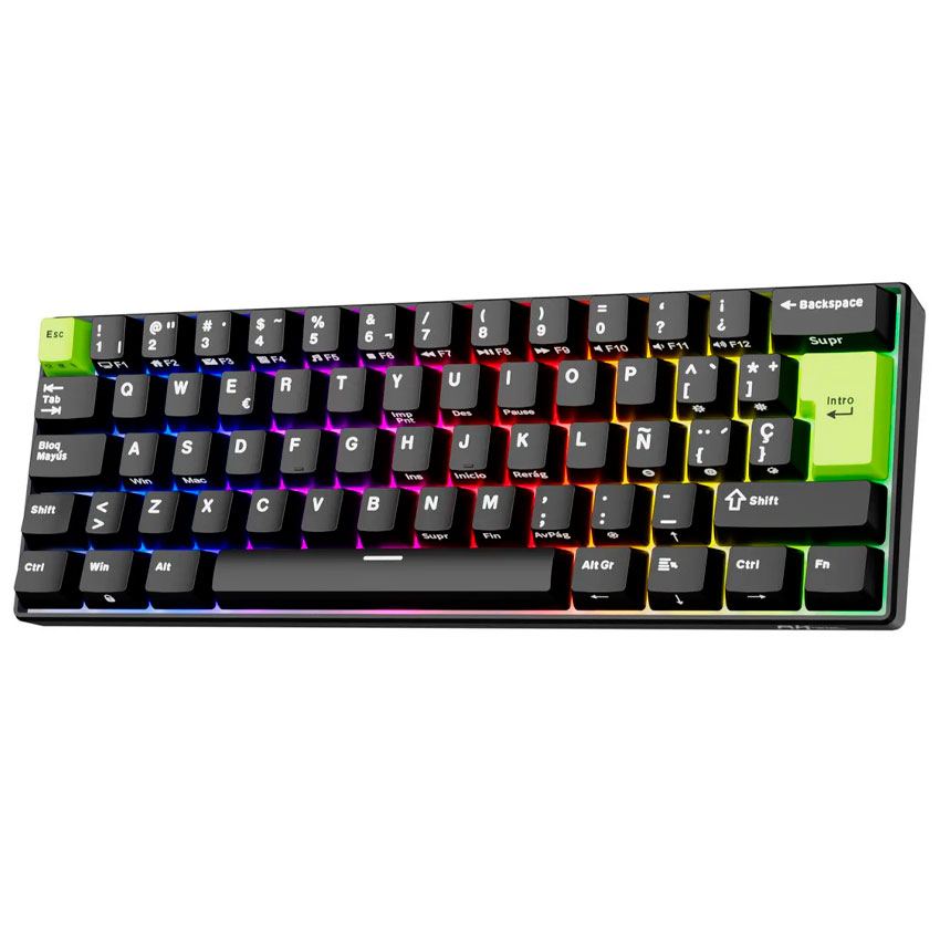 TECLADO ROYAL KLUDGE RK C61 CABLEADO ESPAÑOL BLACK GREEN - MINT MAGNETIC SWITCH - 3