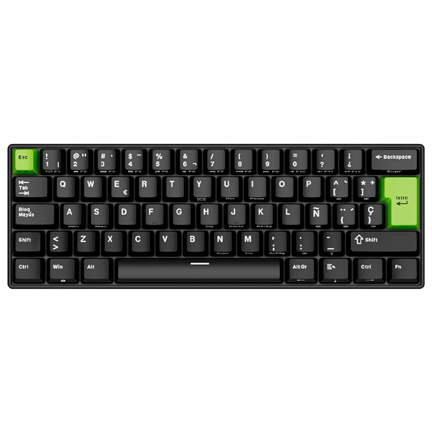 TECLADO ROYAL KLUDGE RK C61 CABLEADO ESPAÑOL BLACK GREEN - MINT MAGNETIC SWITCH - 4