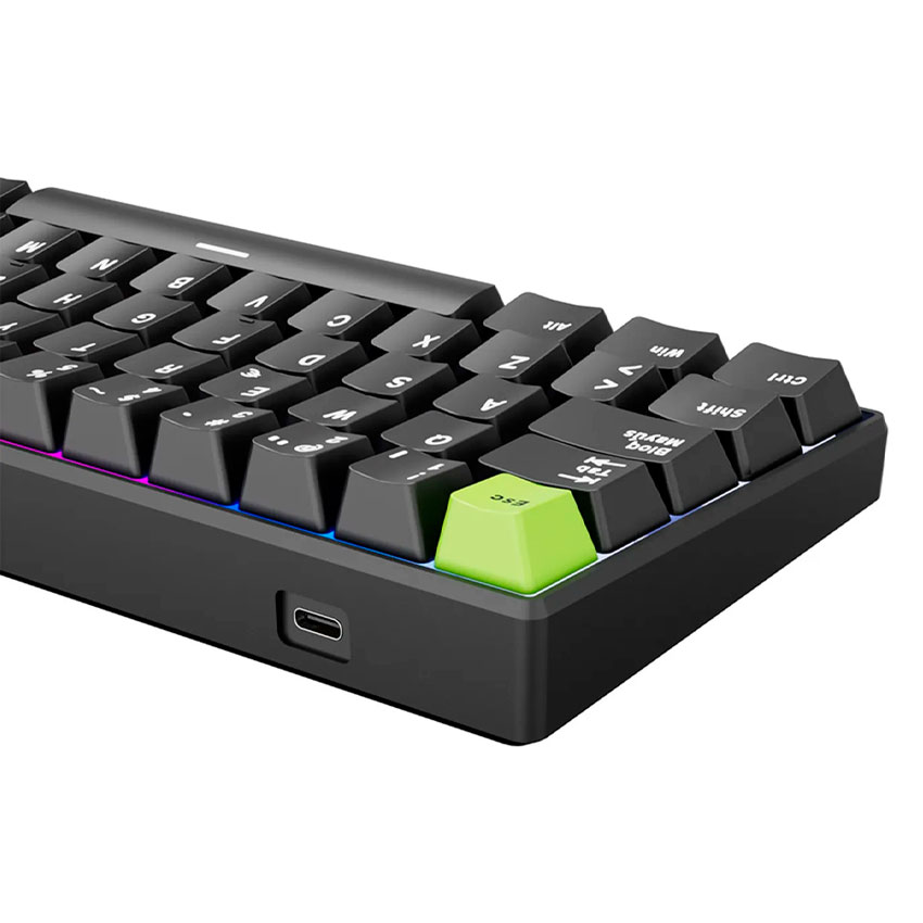 TECLADO ROYAL KLUDGE RK C61 CABLEADO ESPAÑOL BLACK GREEN - MINT MAGNETIC SWITCH - 6