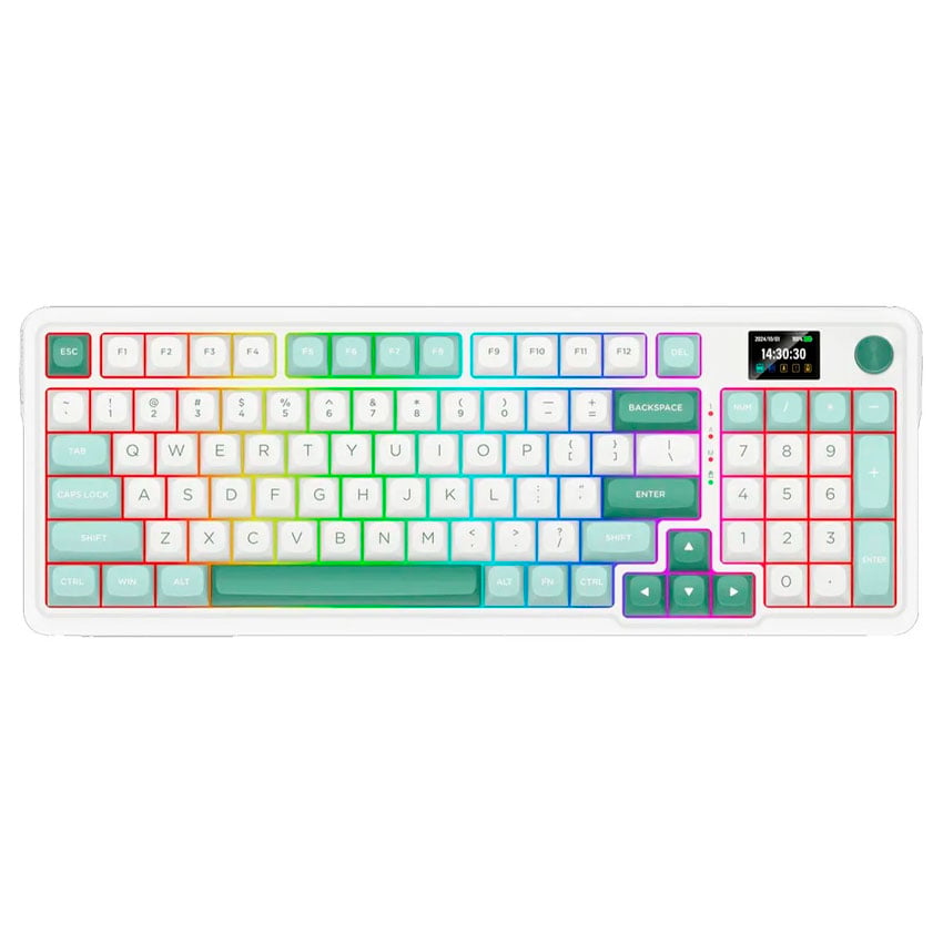 TECLADO REDRAGON GALATIN PRO-RGB WIRELESS ENGLISH K719WG WHITE/GREEN - 1