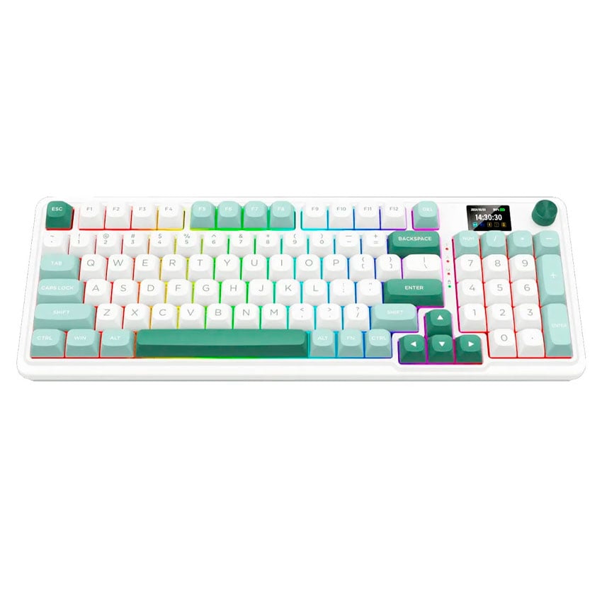 TECLADO REDRAGON GALATIN PRO-RGB WIRELESS ENGLISH K719WG WHITE/GREEN - 2