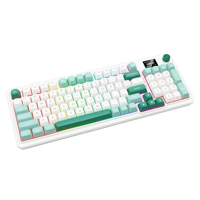 TECLADO REDRAGON GALATIN PRO-RGB WIRELESS ENGLISH K719WG WHITE/GREEN - 3