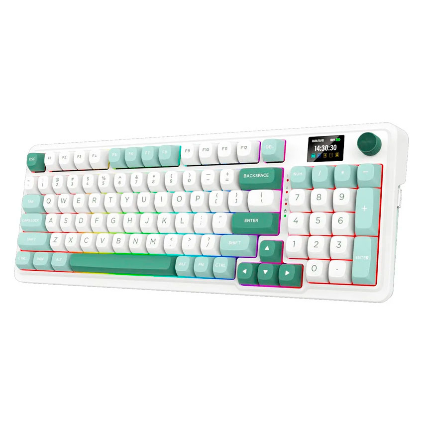TECLADO REDRAGON GALATIN PRO-RGB WIRELESS ENGLISH K719WG WHITE/GREEN - 4