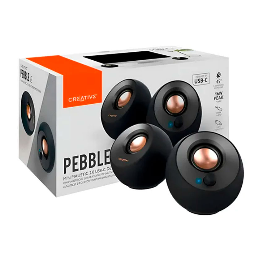 PARLANTE CREATIVE PEBBLE V2 2.0 8W/16W 3.5MM USB-C NEGRO - 4