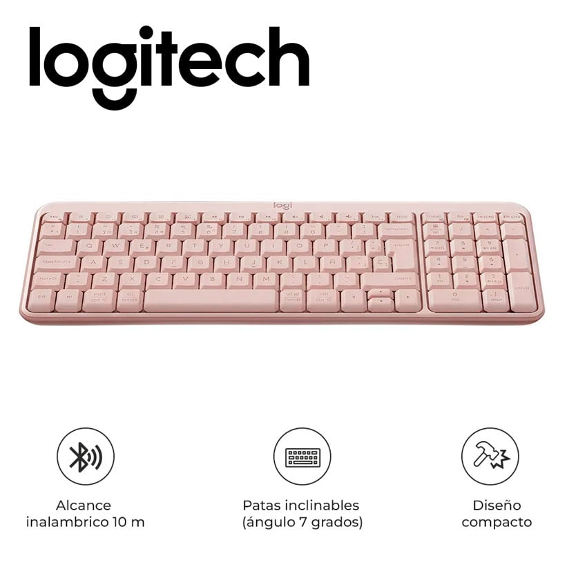 TECLADO LOGITECH K250 BLUETOOTH INALÁMBRICO ESPAÑOL ROSE - 1