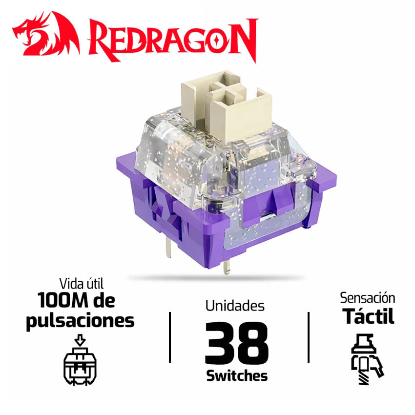 KIT SWITCHES REDRAGON PANDA TÁCTILES CON CLICK AUDIBLE 38 UNITS - 1