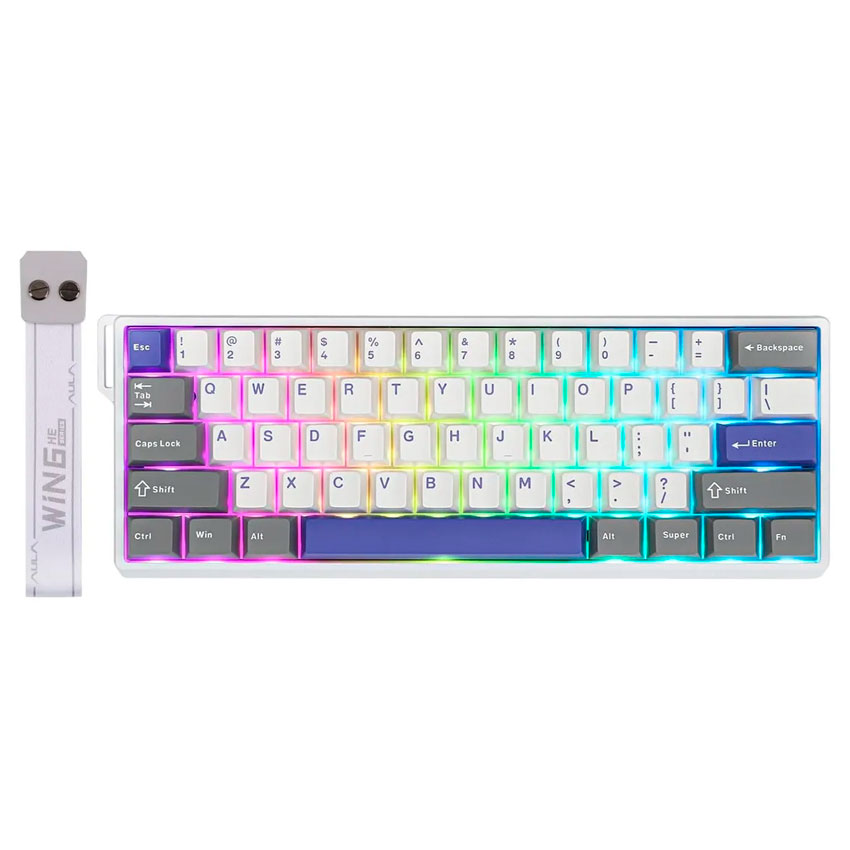 TECLADO AULA WIN60HE MAX CABLEADO GREYWHITEBLUE - WING CHUN MAGNETIC SWITCH - 1