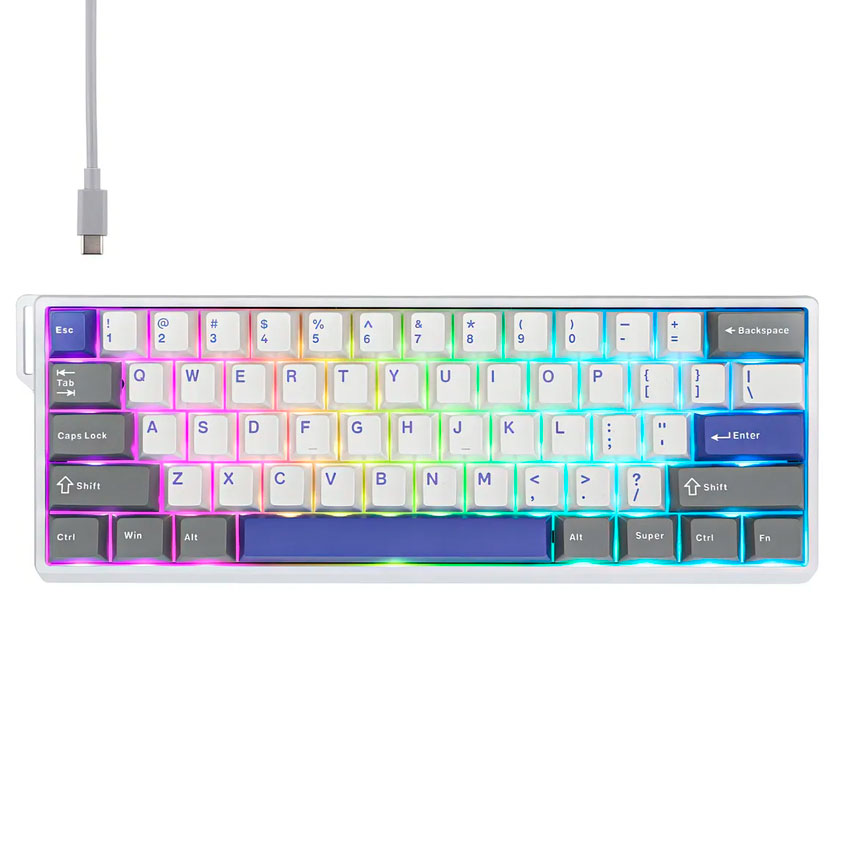TECLADO AULA WIN60HE MAX CABLEADO GREYWHITEBLUE - WING CHUN MAGNETIC SWITCH - 2