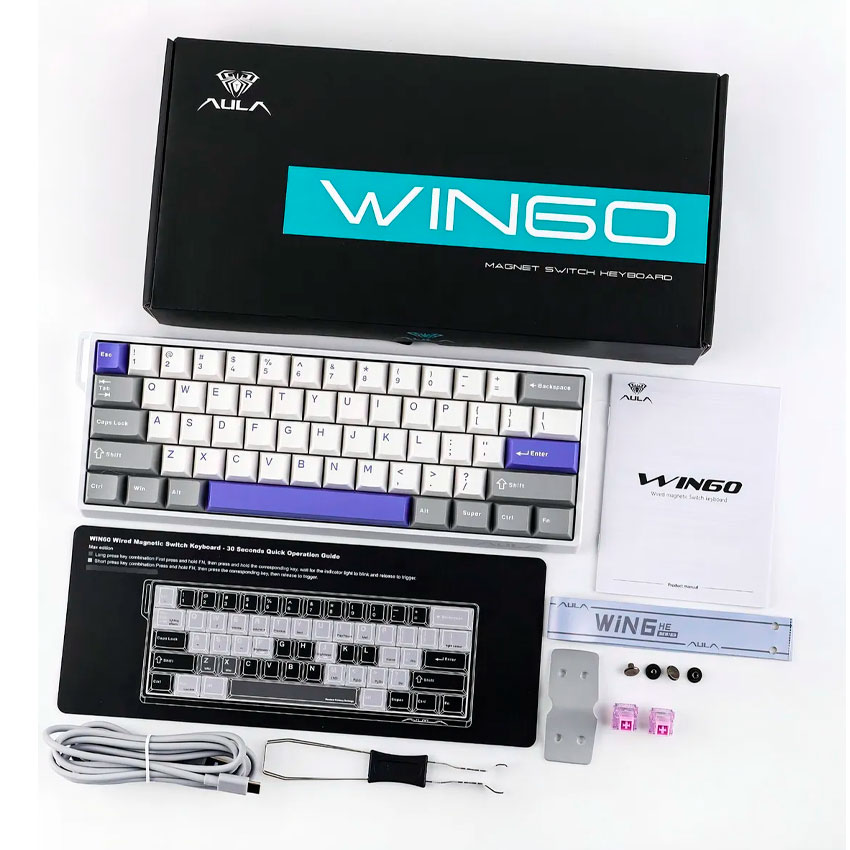 TECLADO AULA WIN60HE MAX CABLEADO GREYWHITEBLUE - WING CHUN MAGNETIC SWITCH - 5