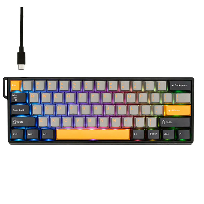 TECLADO AULA WIN60HE MAX CABLEADO BLACK/GREY/YELLOW - WING CHUN MAGNETIC SWITCH - 1