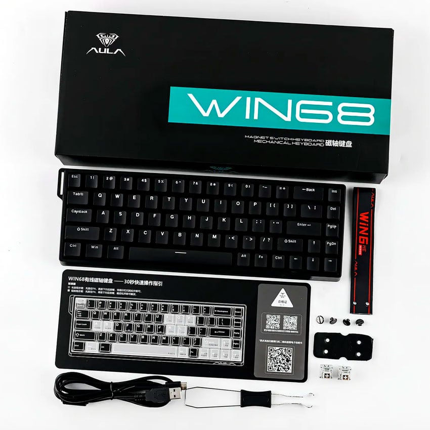 TECLADO AULA WIN68HE CABLEADO BLACK - GRAY WOOD MAGNETIC SWITCH - 6