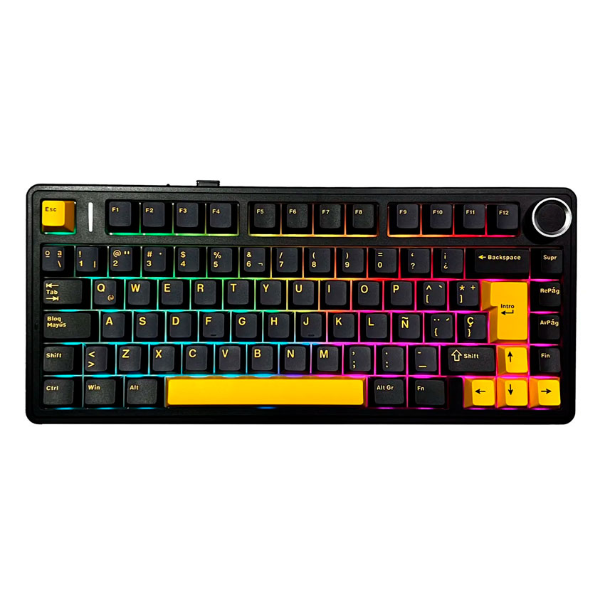 TECLADO AULA F75 RGB INALÁMBRICO ESPAÑOL BLACK/YELLOW – REAPER SWITCH - 1