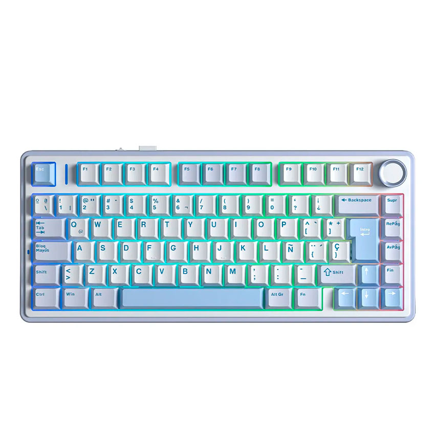 TECLADO AULA F75 RGB INALÁMBRICO ESPAÑOL WHITE/CYAN REAPER SWITCH - 1