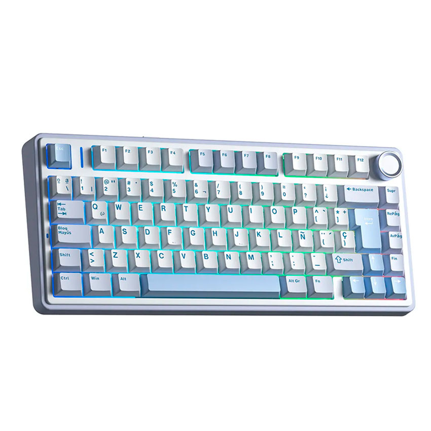 TECLADO AULA F75 RGB INALÁMBRICO ESPAÑOL WHITE/CYAN REAPER SWITCH - 2