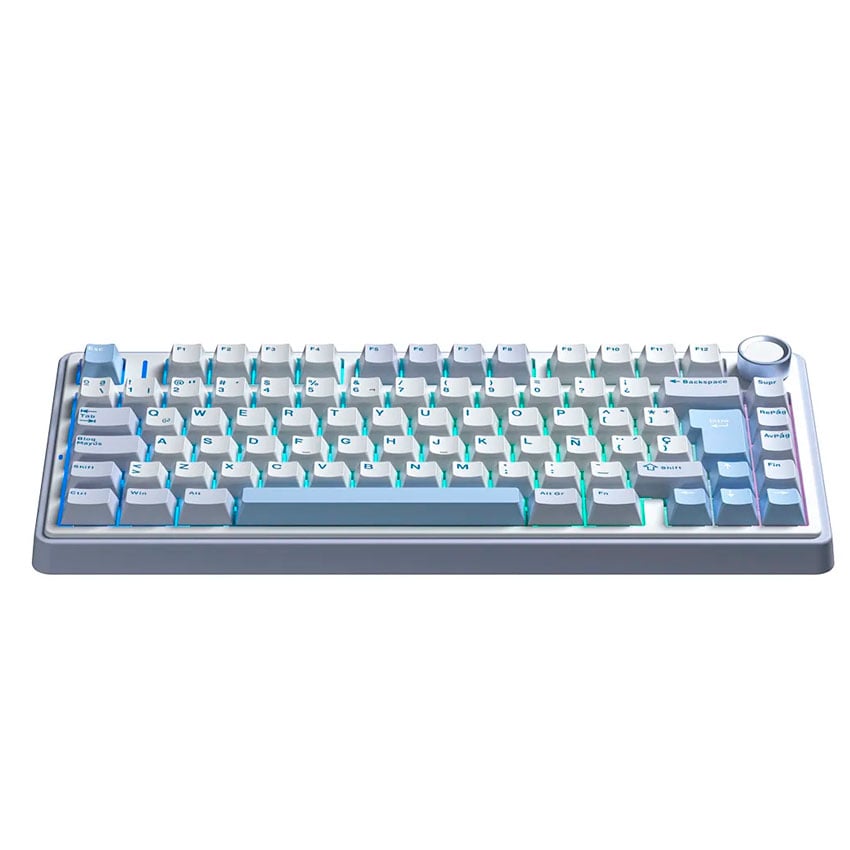 TECLADO AULA F75 RGB INALÁMBRICO ESPAÑOL WHITE/CYAN REAPER SWITCH - 3