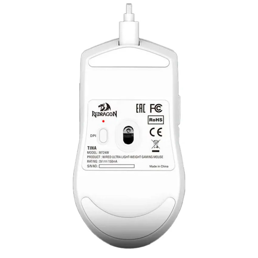 MOUSE REDRAGON K1NG M724 (1K HZ) WHITE CABLEADO - 5