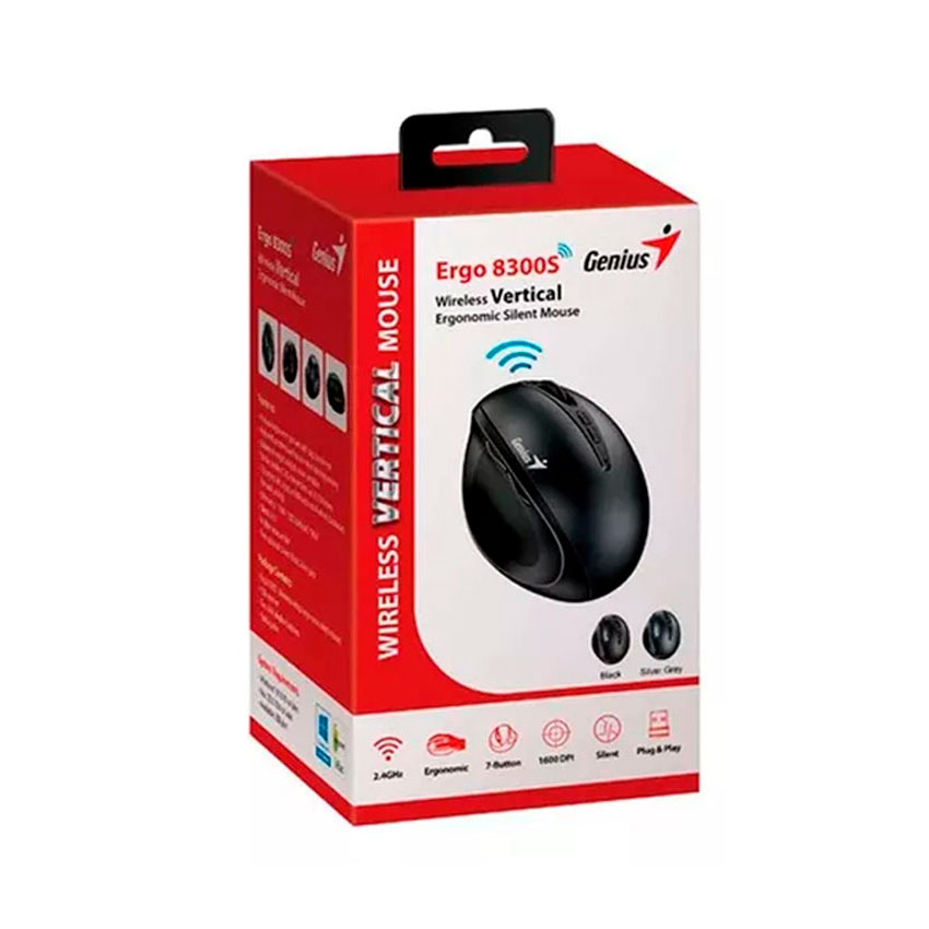 MOUSE GENIUS ERGO 8300S WIRELESS VERTICAL 7-BOT BLACK - 4