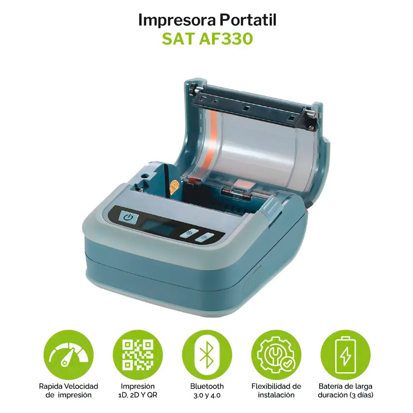 IMPRESORA TÉRMICA PORTÁTIL SAT AF330 BLUETOOTH / USB - 8