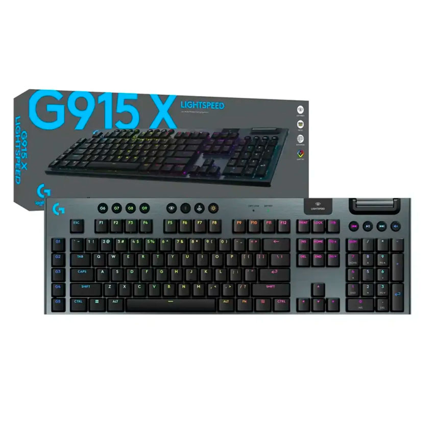 TECLADO LOGITECH G915 X LIGHTSPEED/BT LIGHTSYNC RGB / KEYCONTROL BLACK - 6
