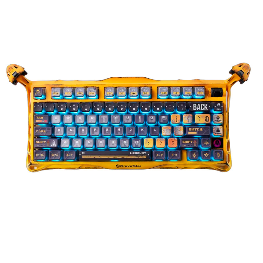 TECLADO GRAVASTAR MERCURY K1 PRO INALÁMBRICO BATTLE WORN YELLOW - 1