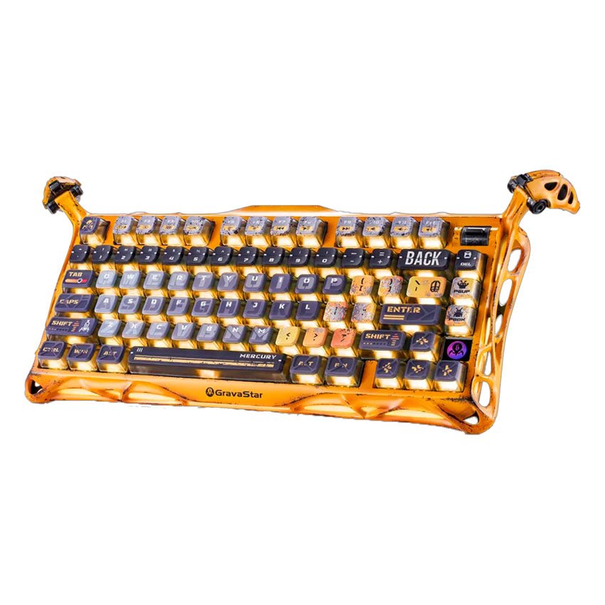 TECLADO GRAVASTAR MERCURY K1 PRO INALÁMBRICO BATTLE WORN YELLOW - 2