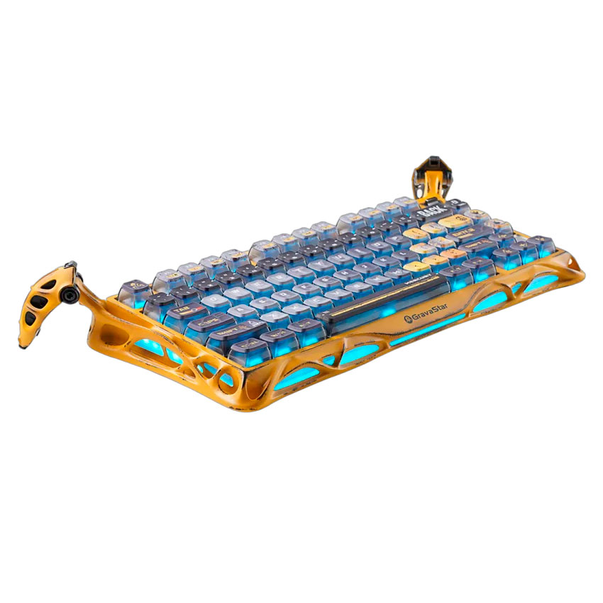 TECLADO GRAVASTAR MERCURY K1 PRO INALÁMBRICO BATTLE WORN YELLOW - 4