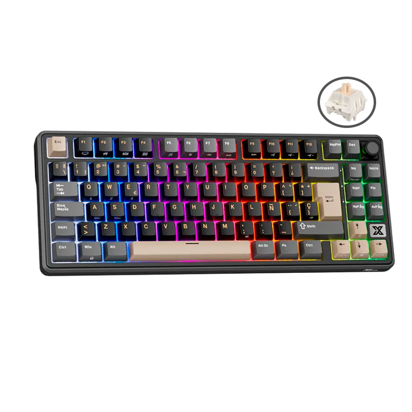 TECLADO ROYAL KLUDGE RK X87 INALÁMBRICO PHANTOM - BEIGE SWITCH - 1