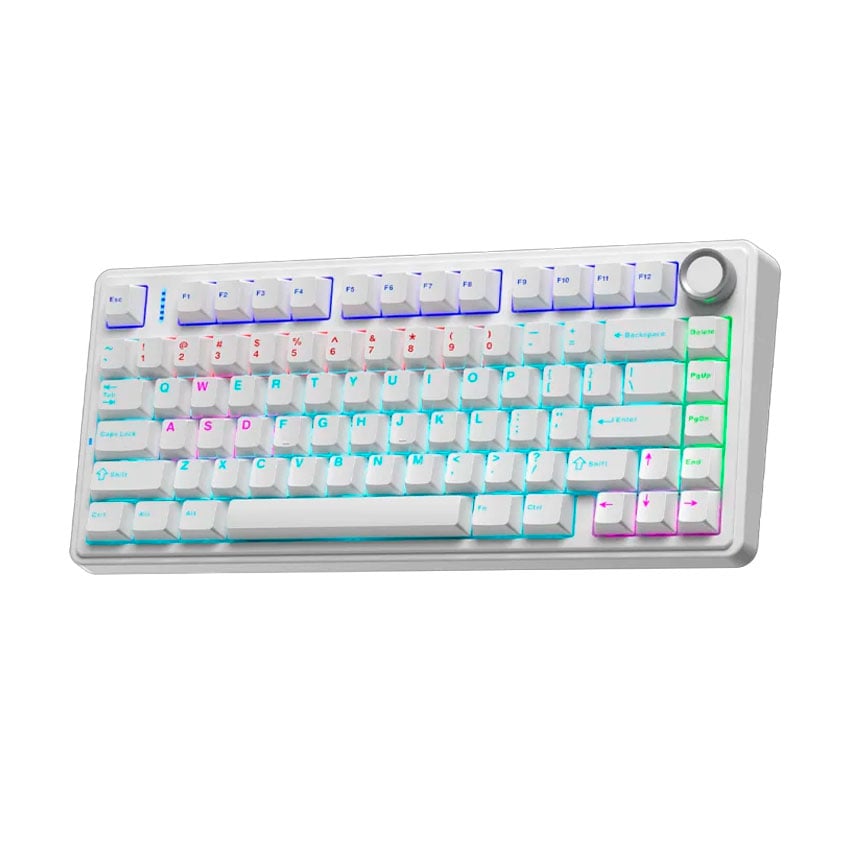 TECLADO AULA F75 RAINBOW CABLEADO INGLÉS WHITE BLUE SWITCH - 1