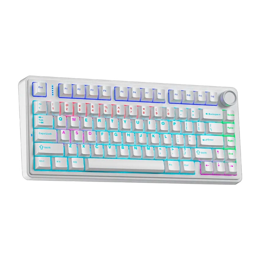 TECLADO AULA F75 RAINBOW CABLEADO INGLÉS WHITE BLUE SWITCH - 2