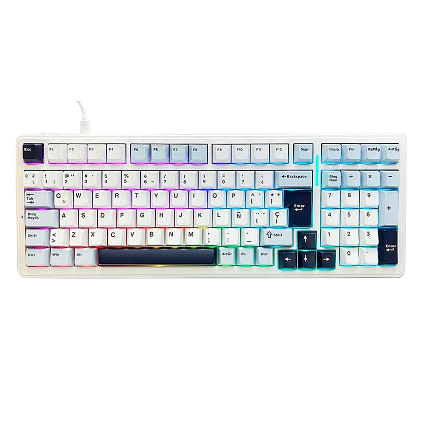 TECLADO AULA F99 CABLEADO ESPAÑOL BLUE/WHITE/DARK PURPLE - GRAY WOOD V3 SWITCH - 1