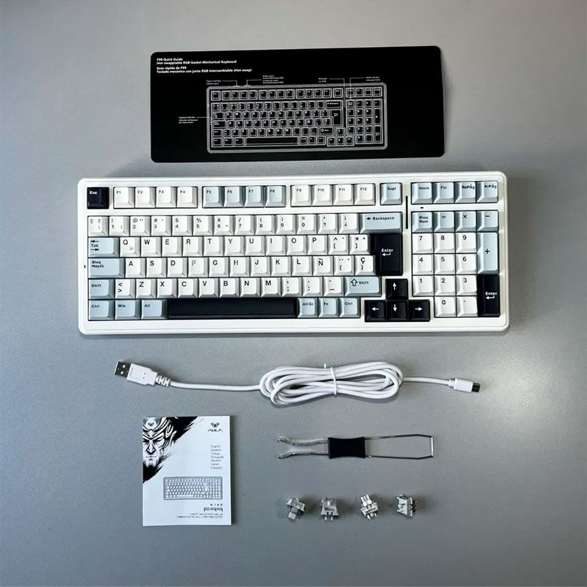 TECLADO AULA F99 CABLEADO ESPAÑOL BLUE/WHITE/DARK PURPLE - GRAY WOOD V3 SWITCH - 7