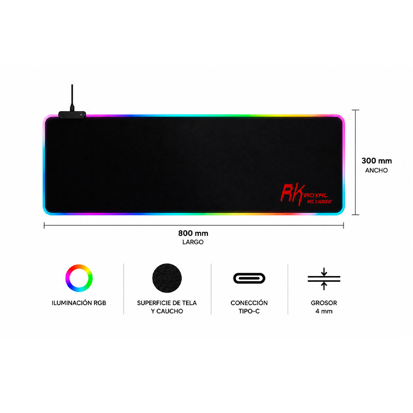 MOUSEPAD GAMER ROYAL KLUDGE XL RGB NEGRO - 4