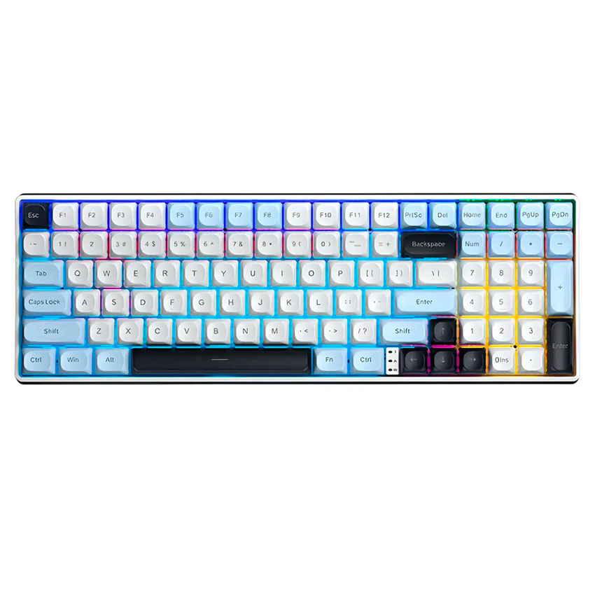 TECLADO AULA S100 PRO INALÁMBRICO INGLÉS LIGHT BLUE WHITE BLACK PURPLE - BROWN SWITCH - 1