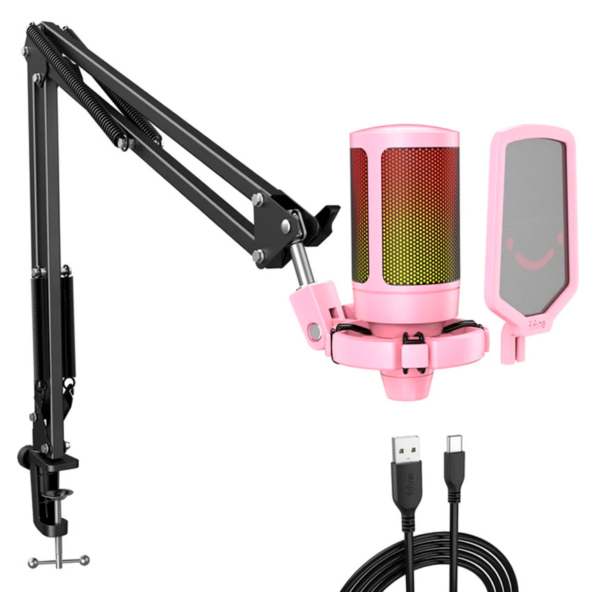MICRÓFONO FIFINE A6T PINK SOPORTE DE BRAZO - 2